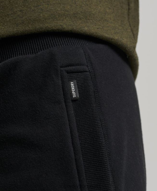 shorts de jérsei bordados com logo vintage homens preto roupas Superdry 2208H276