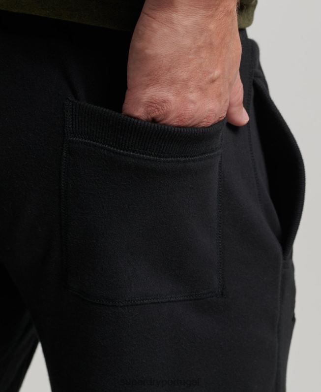 shorts de jérsei bordados com logo vintage homens preto roupas Superdry 2208H276