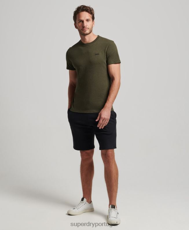 shorts de jérsei bordados com logo vintage homens preto roupas Superdry 2208H276