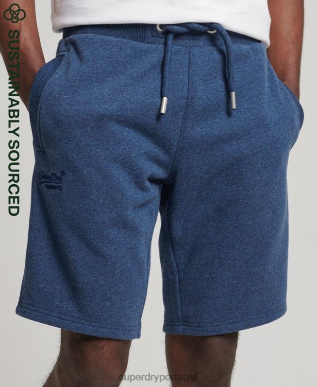 shorts de jérsei de logotipo vintage de algodão orgânico homens azul roupas Superdry 2208H352