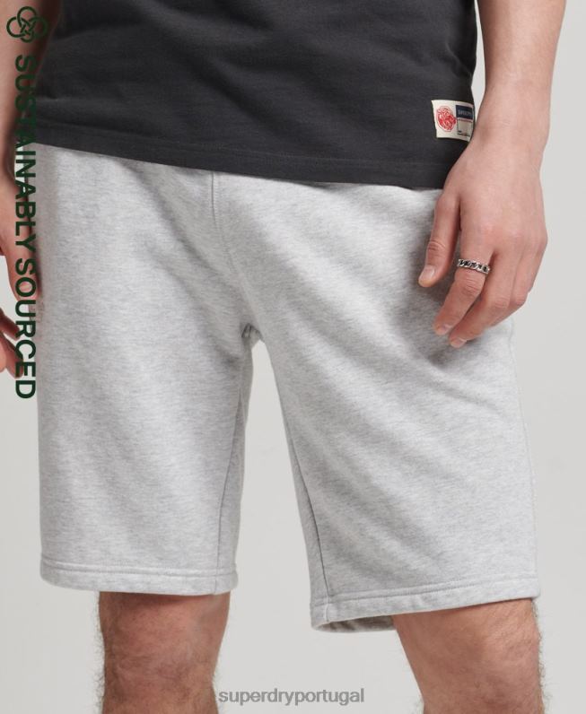 shorts de jérsei de logotipo vintage de algodão orgânico homens cinza claro roupas Superdry 2208H327