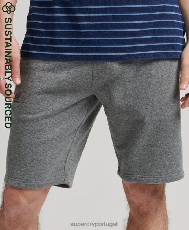 shorts de jérsei de logotipo vintage de algodão orgânico homens cinza roupas Superdry 2208H330