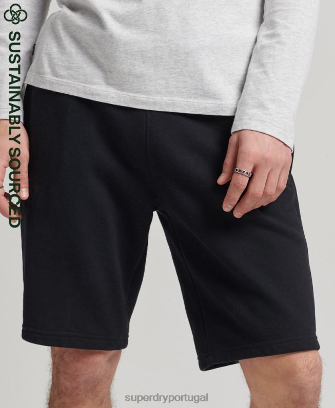 shorts de jérsei de logotipo vintage de algodão orgânico homens preto roupas Superdry 2208H326