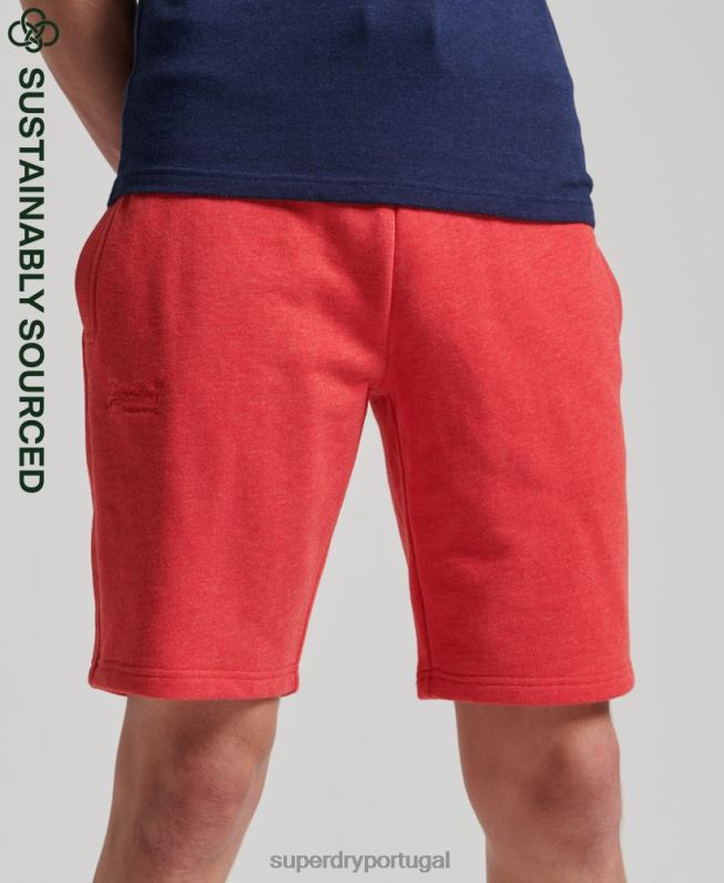 shorts de jérsei de logotipo vintage de algodão orgânico homens vermelho roupas Superdry 2208H361