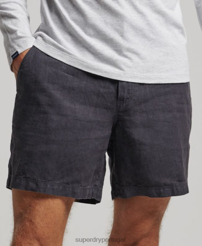 shorts de linho tingido homens marinha roupas Superdry 2208H108