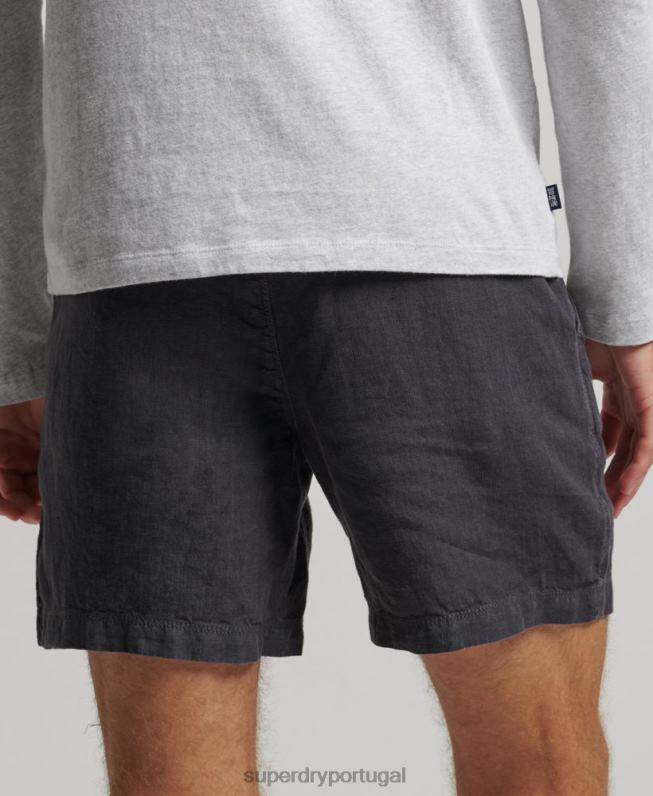 shorts de linho tingido homens marinha roupas Superdry 2208H108