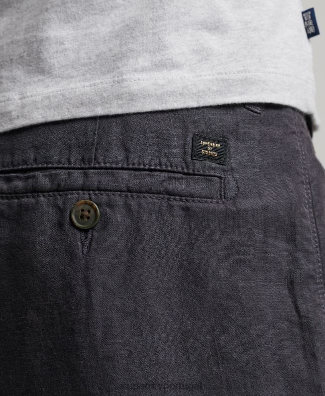 shorts de linho tingido homens marinha roupas Superdry 2208H108