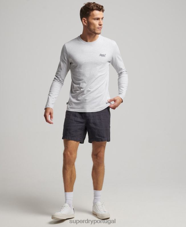 shorts de linho tingido homens marinha roupas Superdry 2208H108