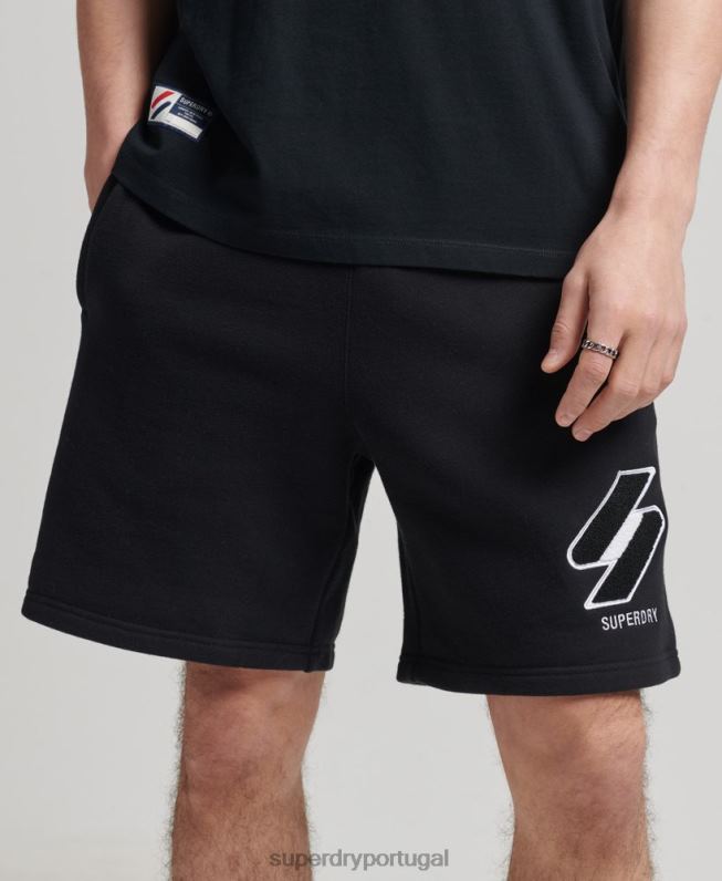 shorts de moletom clássicos de código homens preto roupas Superdry 2208H372
