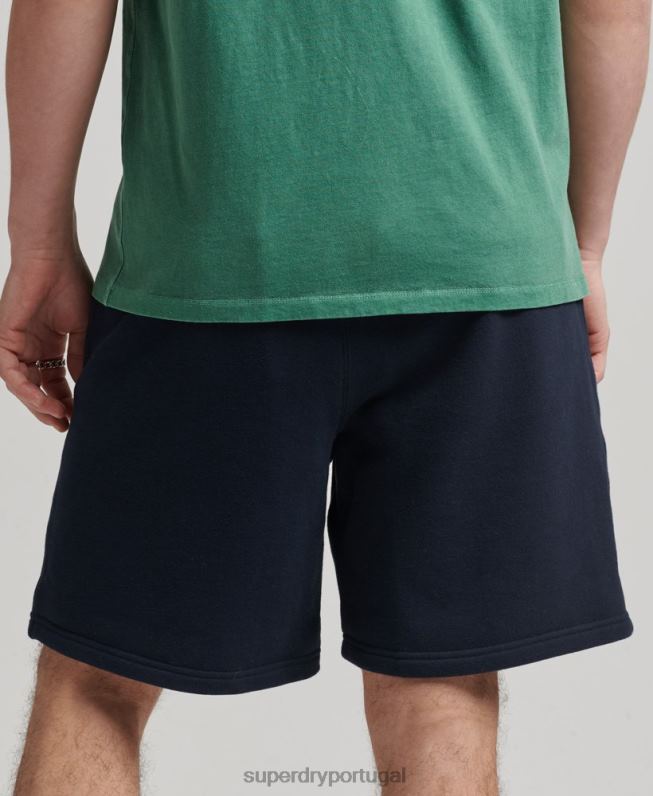 shorts de moletom com apliques de código homens marinha roupas Superdry 2208H380