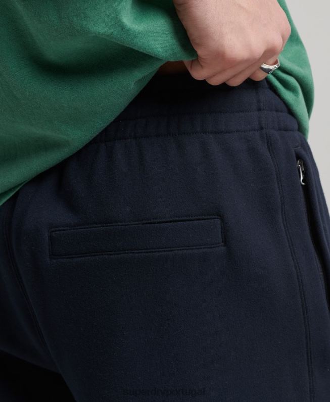 shorts de moletom com apliques de código homens marinha roupas Superdry 2208H380