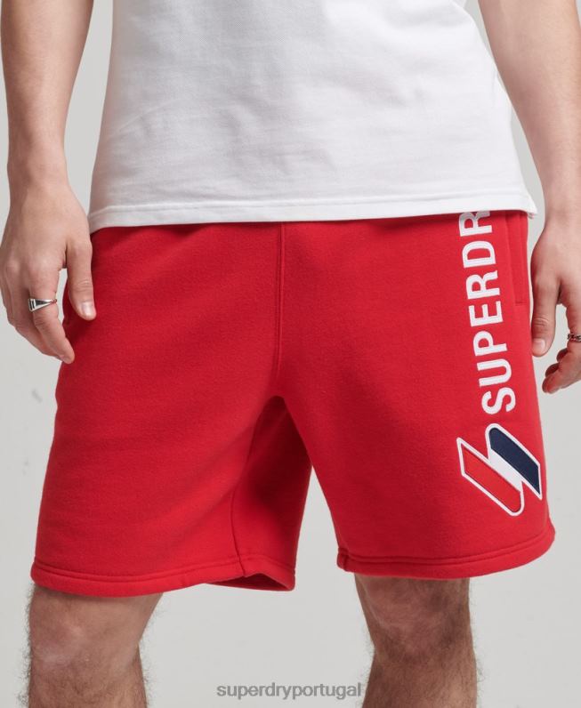 shorts de moletom com apliques de código homens vermelho roupas Superdry 2208H366