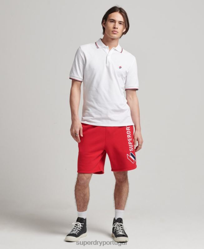 shorts de moletom com apliques de código homens vermelho roupas Superdry 2208H366