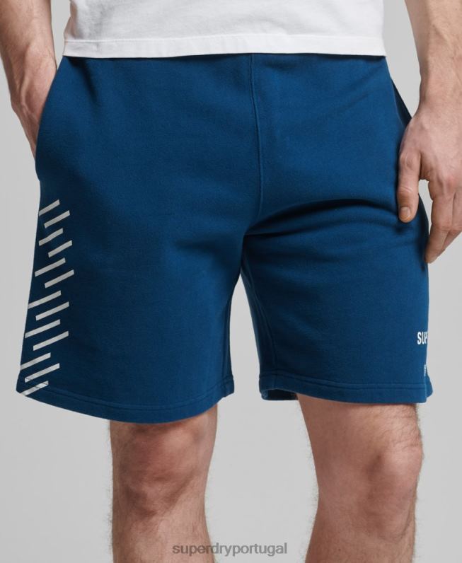 shorts esportivos code core homens azul roupas Superdry 2208H351