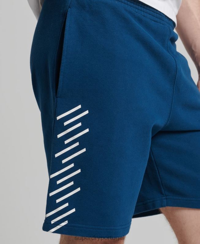 shorts esportivos code core homens azul roupas Superdry 2208H351