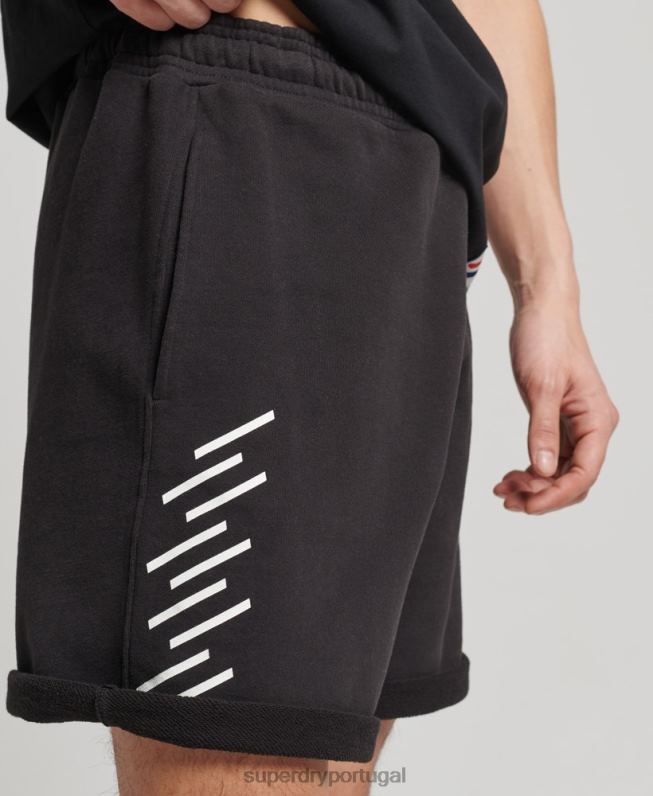 shorts esportivos code core homens preto roupas Superdry 2208H328