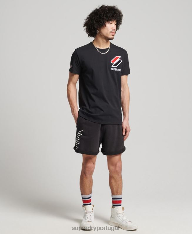 shorts esportivos code core homens preto roupas Superdry 2208H328