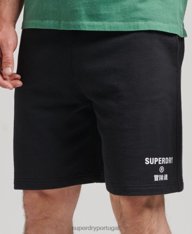 shorts esportivos code core homens preto roupas Superdry 2208H347