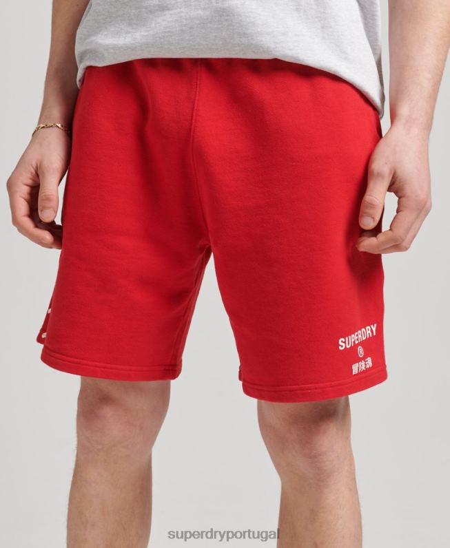 shorts esportivos code core homens vermelho roupas Superdry 2208H338