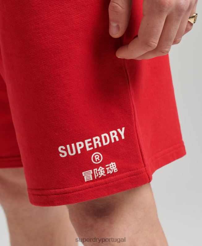 shorts esportivos code core homens vermelho roupas Superdry 2208H338