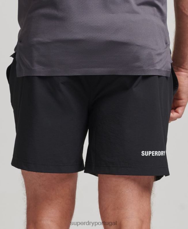 shorts multiesportivos trançados homens preto roupas Superdry 2208H285