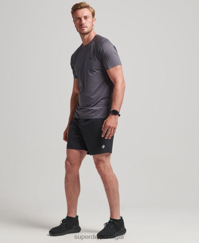 shorts multiesportivos trançados homens preto roupas Superdry 2208H285