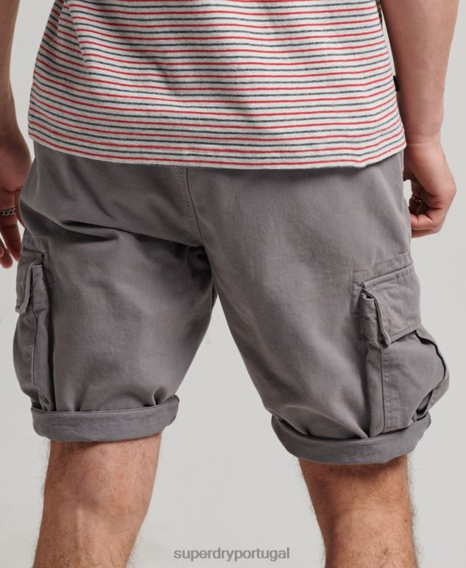 shorts pesados ​​vintage de algodão orgânico homens cinza roupas Superdry 2208H335