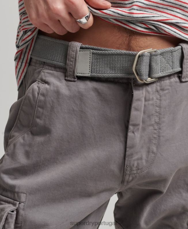 shorts pesados ​​vintage de algodão orgânico homens cinza roupas Superdry 2208H335