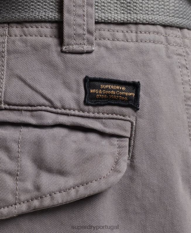 shorts pesados ​​vintage de algodão orgânico homens cinza roupas Superdry 2208H335