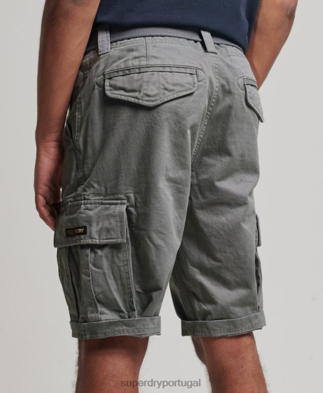 shorts pesados ​​vintage de algodão orgânico homens cinza roupas Superdry 2208H343