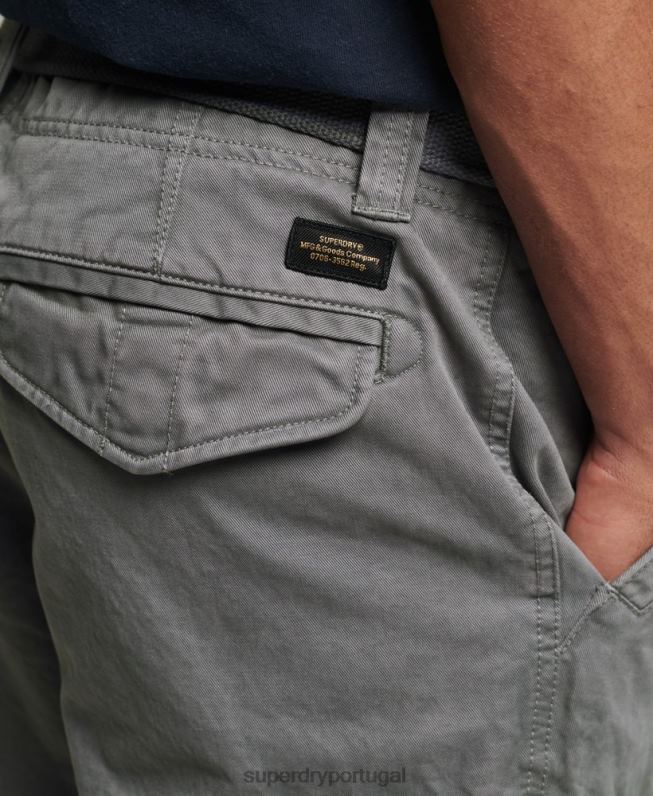 shorts pesados ​​vintage de algodão orgânico homens cinza roupas Superdry 2208H343