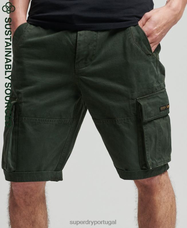 shorts pesados ​​vintage de algodão orgânico homens verde roupas Superdry 2208H342