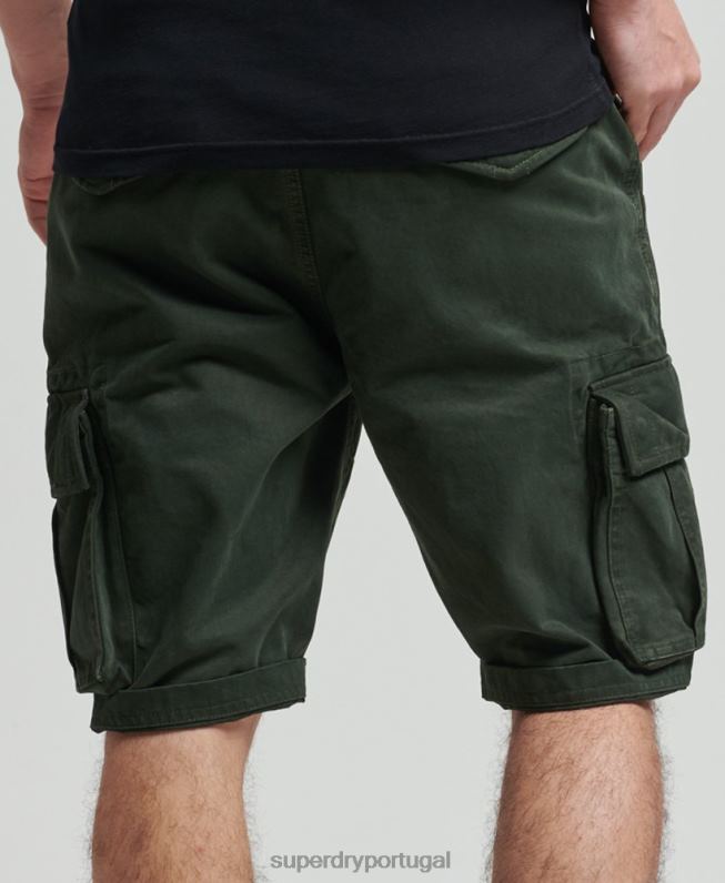 shorts pesados ​​vintage de algodão orgânico homens verde roupas Superdry 2208H350