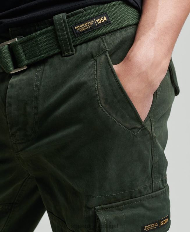 shorts pesados ​​vintage de algodão orgânico homens verde roupas Superdry 2208H350