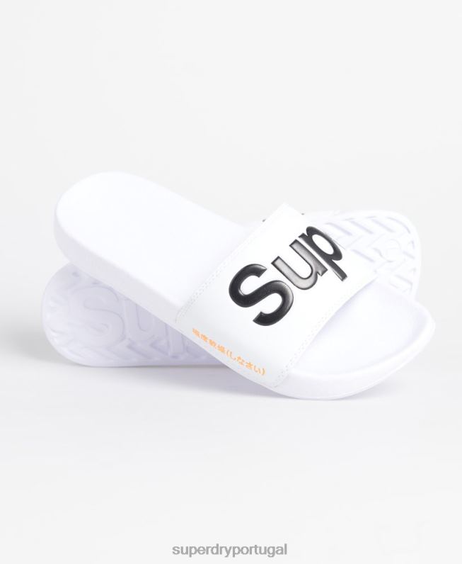 controles deslizantes de logotipo clássico homens branco sapato Superdry 2208H1939