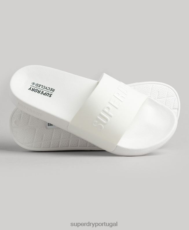 controles deslizantes de piscina de logotipo de código homens branco sapato Superdry 2208H47