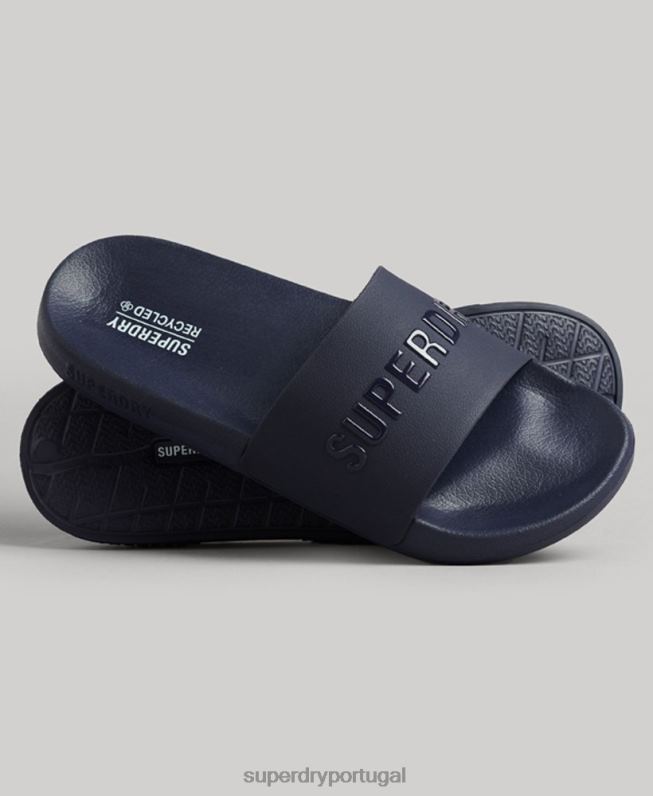 controles deslizantes de piscina de logotipo de código homens marinha sapato Superdry 2208H1886