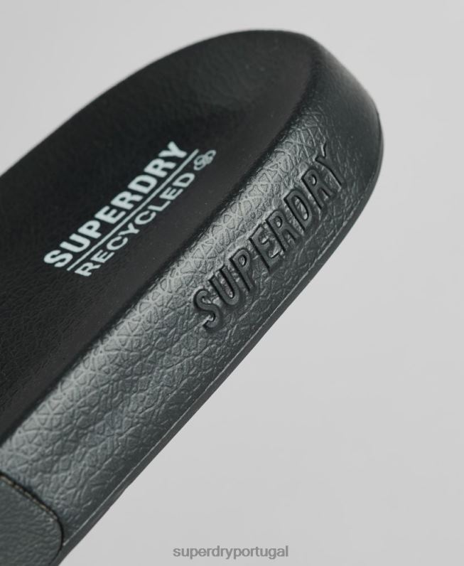 controles deslizantes de piscina de logotipo de código homens preto sapato Superdry 2208H1883