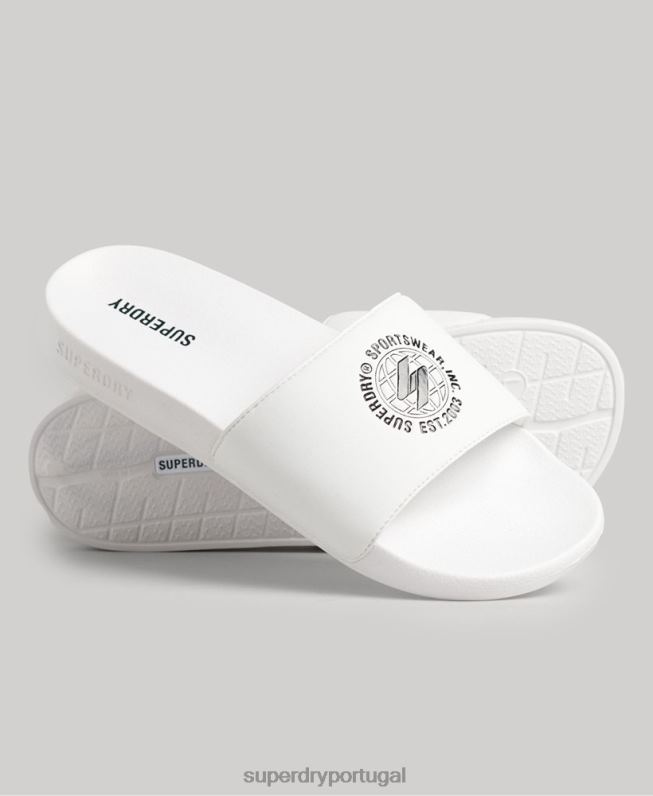 controles deslizantes de piscina impressos em código homens branco sapato Superdry 2208H1927