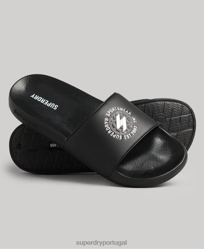 controles deslizantes de piscina impressos em código homens preto sapato Superdry 2208H1913