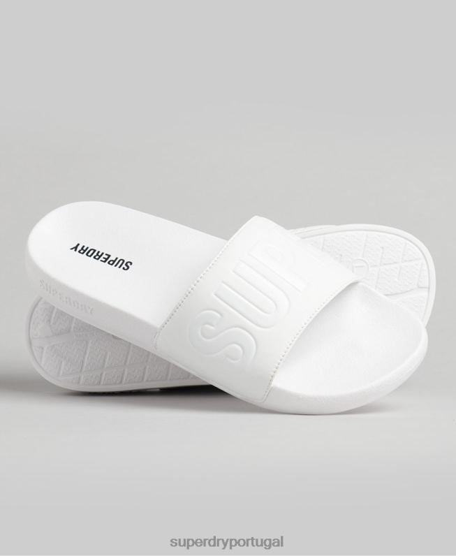 controles deslizantes de piscina principal homens branco sapato Superdry 2208H1944