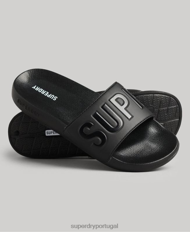 controles deslizantes de piscina principal homens preto sapato Superdry 2208H1884