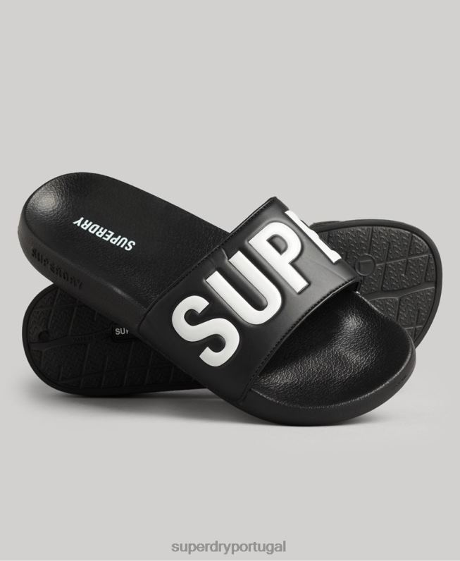 controles deslizantes de piscina principal homens preto sapato Superdry 2208H1887