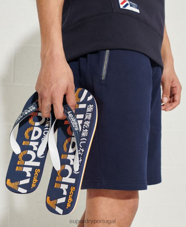 chinelos clássicos com logotipo homens marinha sapato Superdry 2208H1936