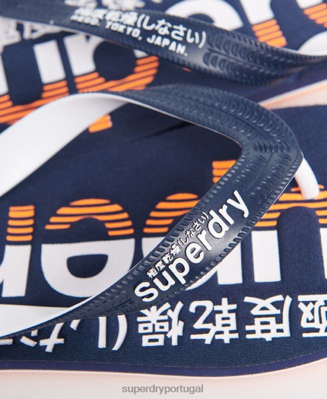 chinelos clássicos com logotipo homens marinha sapato Superdry 2208H1936