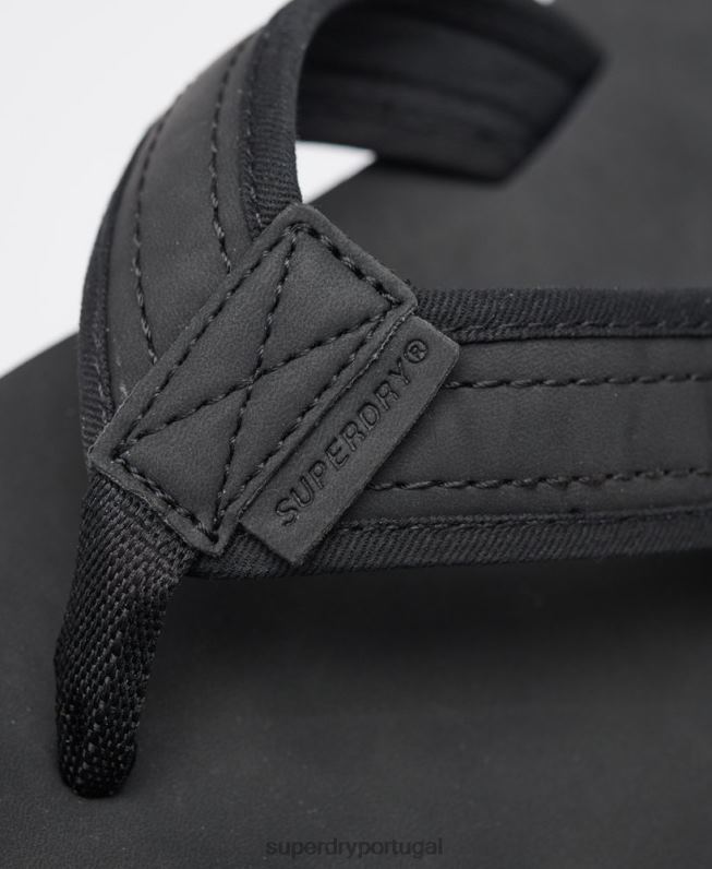 chinelos de couro homens preto sapato Superdry 2208H6485