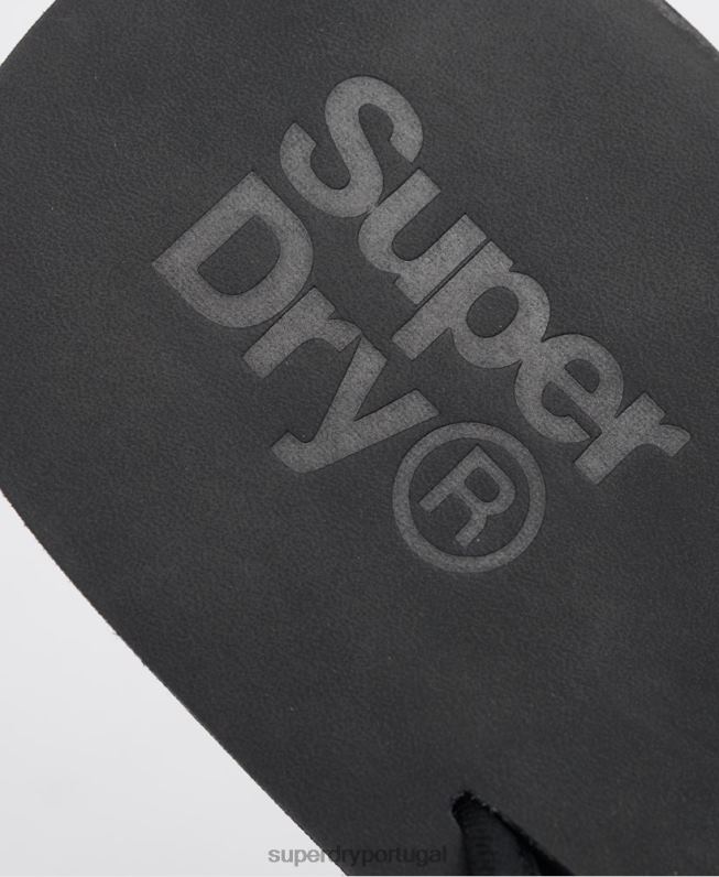 chinelos de couro homens preto sapato Superdry 2208H6485