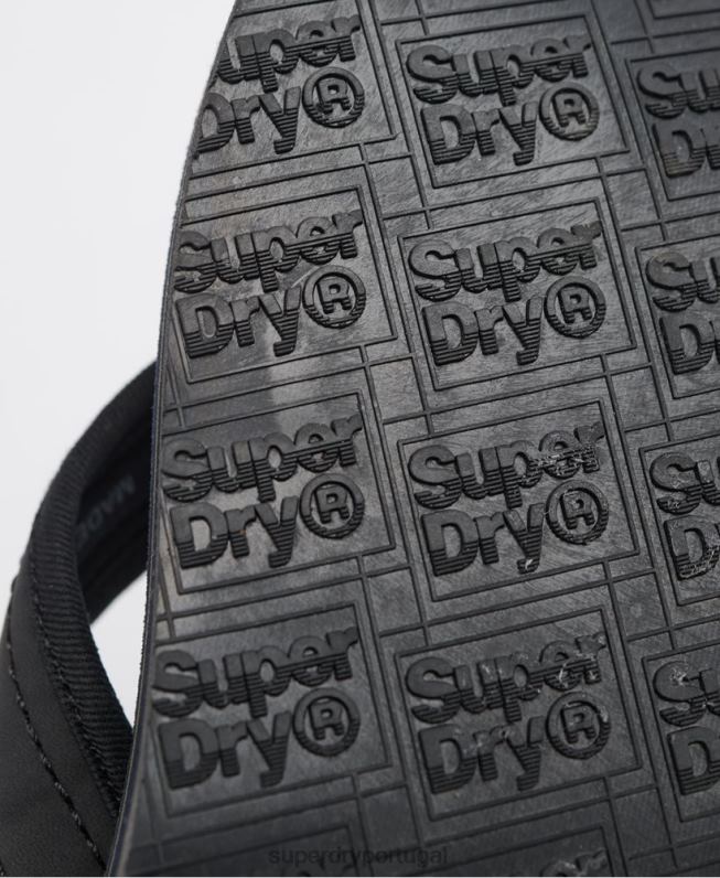 chinelos de couro homens preto sapato Superdry 2208H6485