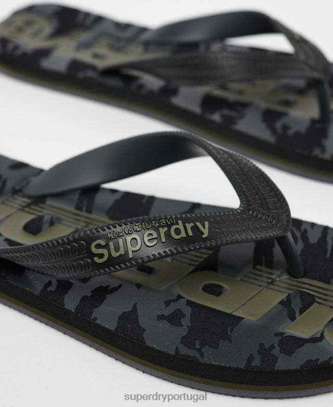 chinelos essenciais com logotipo homens preto sapato Superdry 2208H1930