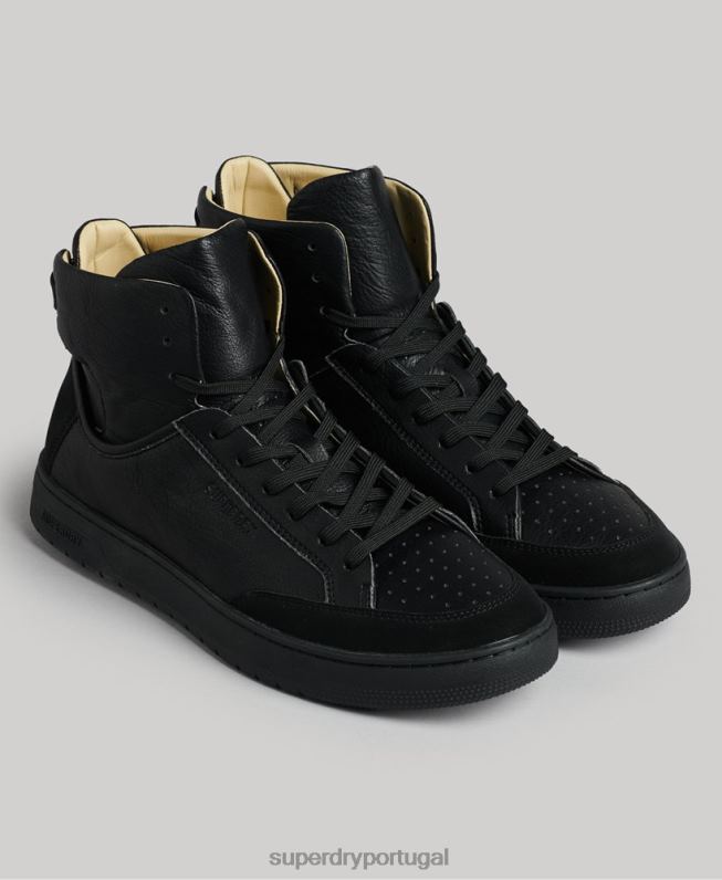 sapatilhas de cano alto vintage veganas homens preto sapato Superdry 2208H1914